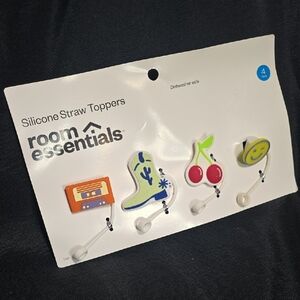 Room Essentials Colorful Silicone Straw Toppers Set